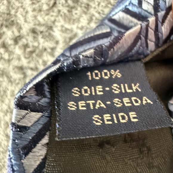 Faconnable Lot of 2 Mens Silk Dress Ties Blue Paisley Geometric Formal Neckwear - Picture 3 of 9